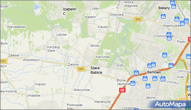 mapa Kwirynów gmina Stare Babice, Kwirynów gmina Stare Babice na mapie Targeo