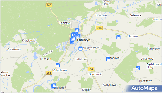 mapa Łabiszyn-Wieś, Łabiszyn-Wieś na mapie Targeo