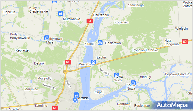 mapa Łacha gmina Serock, Łacha gmina Serock na mapie Targeo