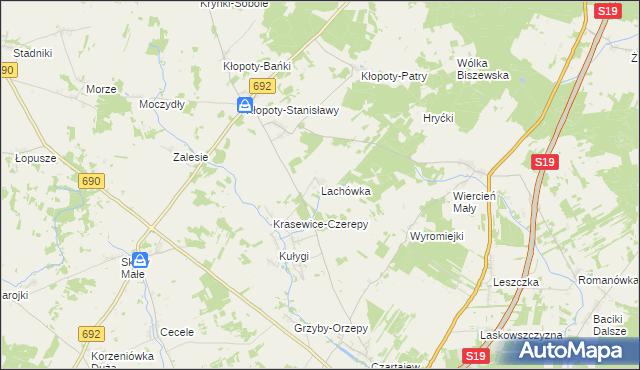 mapa Lachówka gmina Siemiatycze, Lachówka gmina Siemiatycze na mapie Targeo