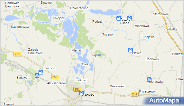 mapa Łącko gmina Pakość, Łącko gmina Pakość na mapie Targeo