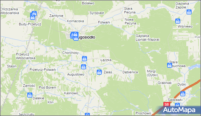 mapa Łączka gmina Długosiodło, Łączka gmina Długosiodło na mapie Targeo