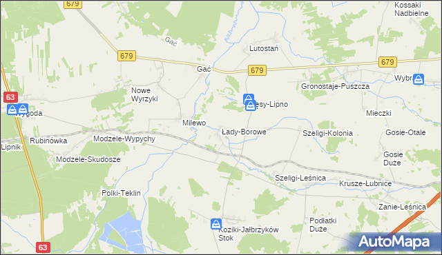 mapa Łady-Borowe, Łady-Borowe na mapie Targeo