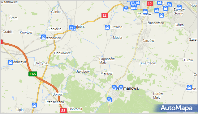 mapa Łagoszów Mały, Łagoszów Mały na mapie Targeo