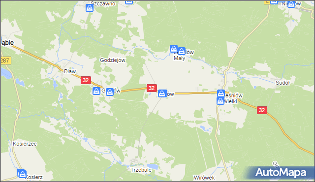 mapa Łagów gmina Dąbie, Łagów gmina Dąbie na mapie Targeo