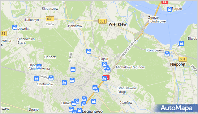 mapa Łajski, Łajski na mapie Targeo