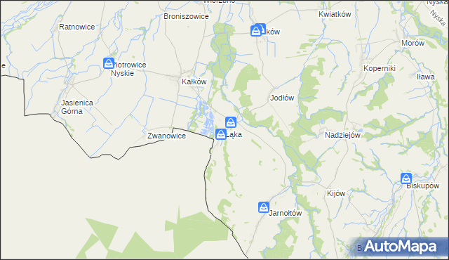 mapa Łąka gmina Otmuchów, Łąka gmina Otmuchów na mapie Targeo