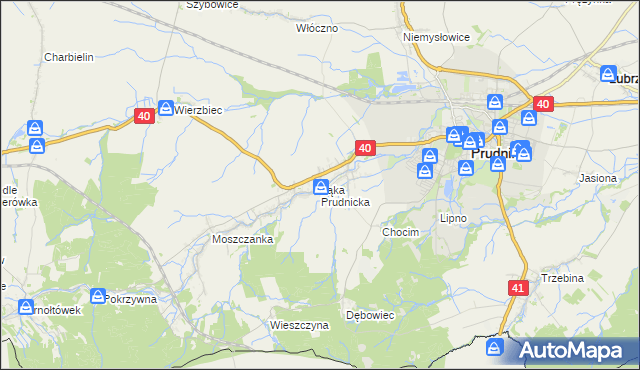 mapa Łąka Prudnicka, Łąka Prudnicka na mapie Targeo