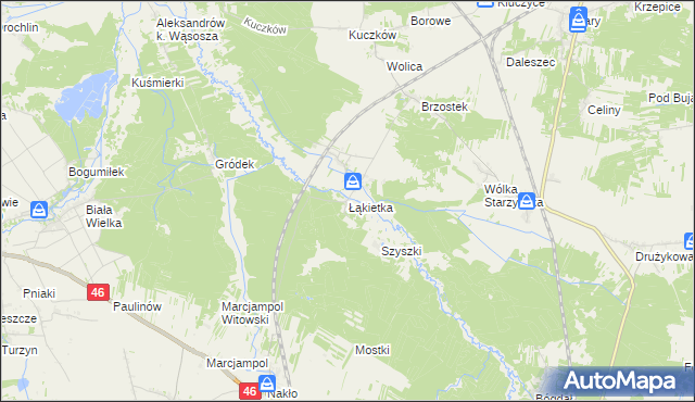 mapa Łąkietka, Łąkietka na mapie Targeo