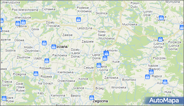 mapa Łąkta Dolna, Łąkta Dolna na mapie Targeo