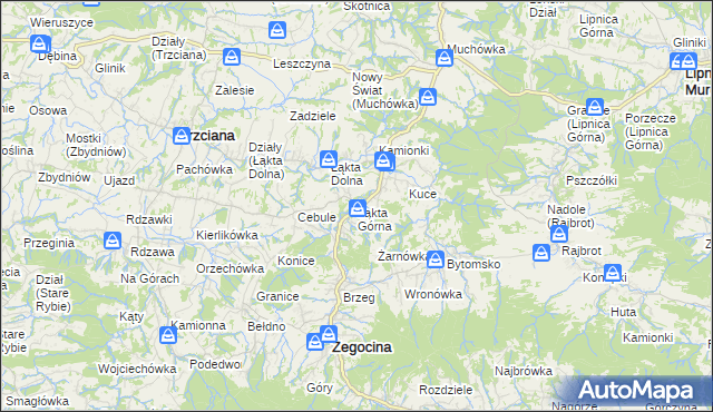 mapa Łąkta Górna, Łąkta Górna na mapie Targeo