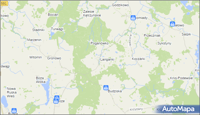 mapa Langanki gmina Kętrzyn, Langanki gmina Kętrzyn na mapie Targeo