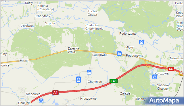 mapa Łapajówka gmina Radymno, Łapajówka gmina Radymno na mapie Targeo