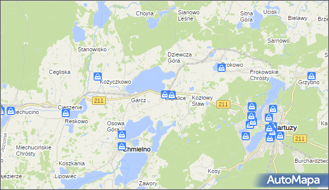 mapa Łapalice, Łapalice na mapie Targeo