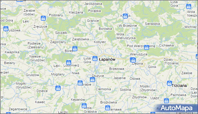 mapa Łapanów, Łapanów na mapie Targeo