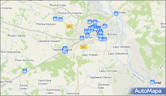 mapa Łapy-Łynki, Łapy-Łynki na mapie Targeo
