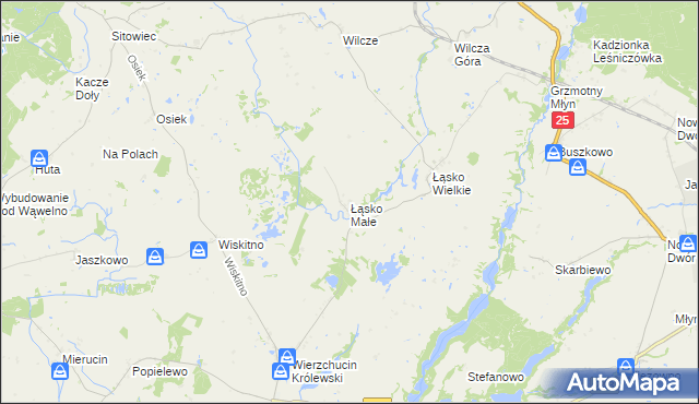 mapa Łąsko Małe, Łąsko Małe na mapie Targeo