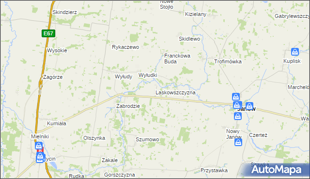 mapa Laskowszczyzna gmina Korycin, Laskowszczyzna gmina Korycin na mapie Targeo