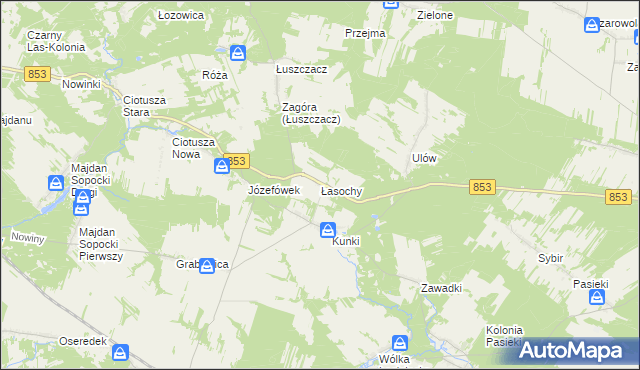 mapa Łasochy, Łasochy na mapie Targeo