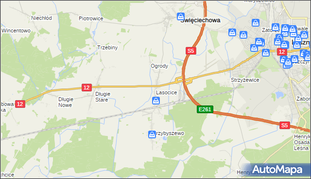 mapa Lasocice gmina Święciechowa, Lasocice gmina Święciechowa na mapie Targeo