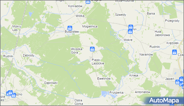 mapa Lasocin gmina Łopuszno, Lasocin gmina Łopuszno na mapie Targeo