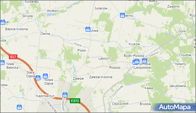 mapa Lasocin gmina Ryki, Lasocin gmina Ryki na mapie Targeo