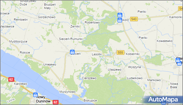 mapa Lasotki gmina Brudzeń Duży, Lasotki gmina Brudzeń Duży na mapie Targeo