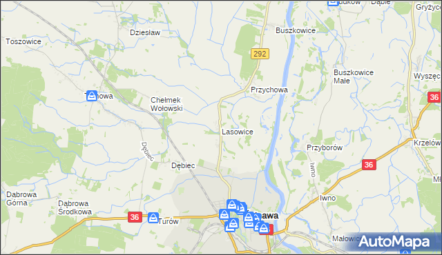 mapa Lasowice gmina Ścinawa, Lasowice gmina Ścinawa na mapie Targeo