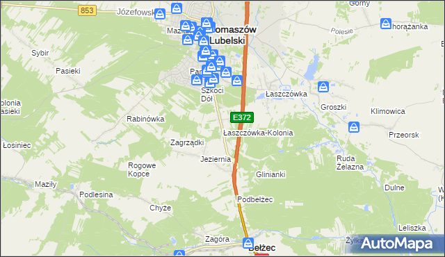 mapa Łaszczówka-Kolonia, Łaszczówka-Kolonia na mapie Targeo