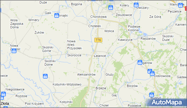 mapa Łatanice, Łatanice na mapie Targeo
