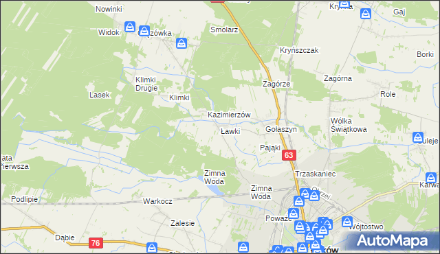 mapa Ławki gmina Łuków, Ławki gmina Łuków na mapie Targeo