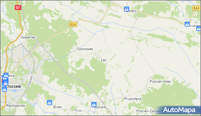 mapa Łaz gmina Chorzele, Łaz gmina Chorzele na mapie Targeo