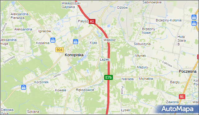 mapa Łaziec, Łaziec na mapie Targeo