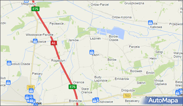 mapa Łazin, Łazin na mapie Targeo