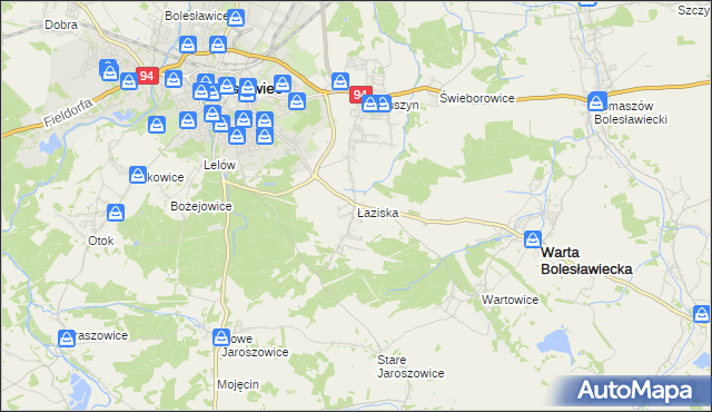 mapa Łaziska gmina Bolesławiec, Łaziska gmina Bolesławiec na mapie Targeo