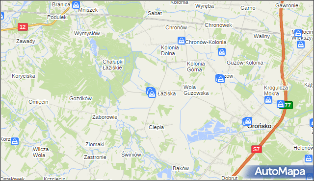 mapa Łaziska gmina Orońsko, Łaziska gmina Orońsko na mapie Targeo