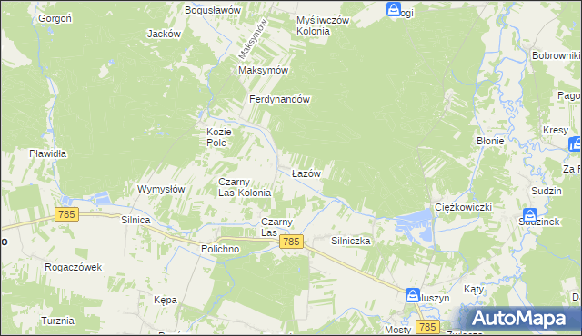 mapa Łazów gmina Żytno, Łazów gmina Żytno na mapie Targeo