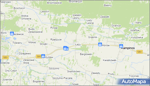 mapa Łazy gmina Kampinos, Łazy gmina Kampinos na mapie Targeo