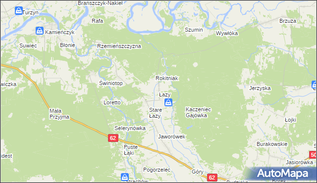 mapa Łazy gmina Łochów, Łazy gmina Łochów na mapie Targeo