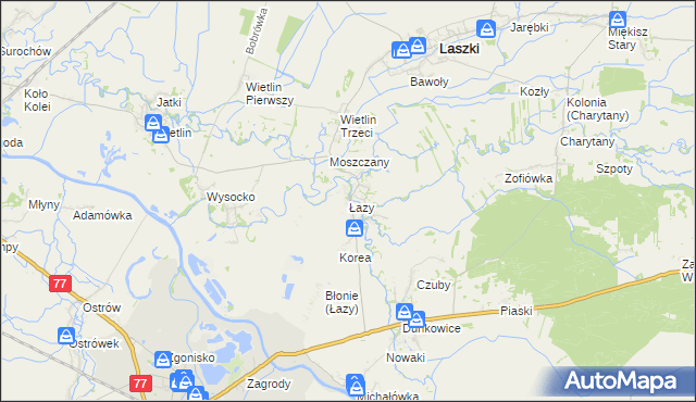 mapa Łazy gmina Radymno, Łazy gmina Radymno na mapie Targeo