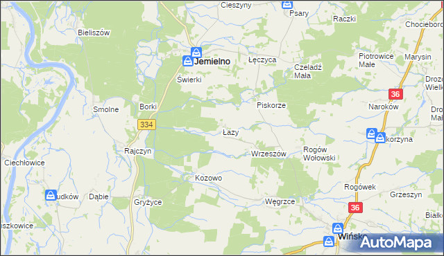 mapa Łazy gmina Wińsko, Łazy gmina Wińsko na mapie Targeo