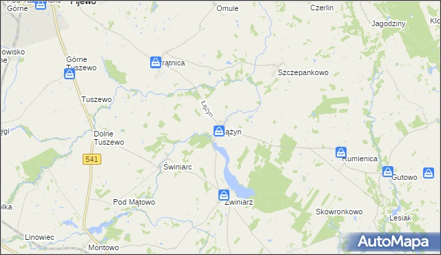 mapa Łążyn gmina Lubawa, Łążyn gmina Lubawa na mapie Targeo