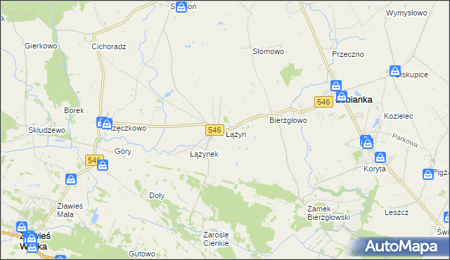 mapa Łążyn gmina Zławieś Wielka, Łążyn gmina Zławieś Wielka na mapie Targeo