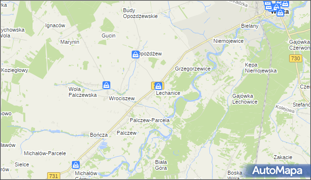 mapa Lechanice, Lechanice na mapie Targeo