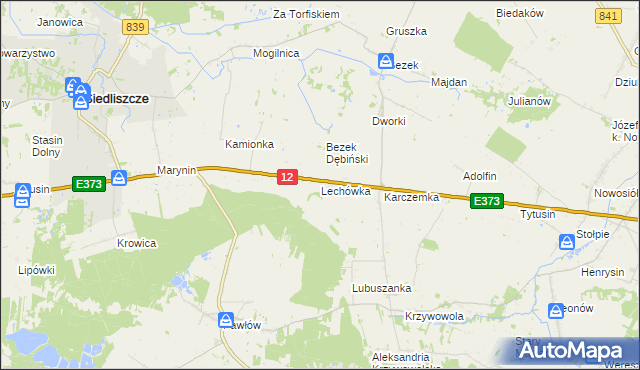 mapa Lechówka gmina Siedliszcze, Lechówka gmina Siedliszcze na mapie Targeo