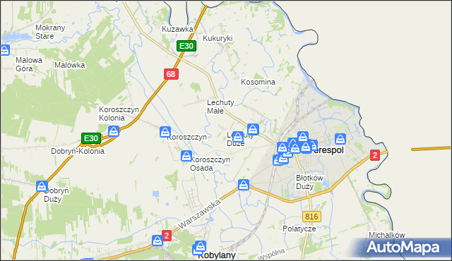 mapa Lechuty Duże, Lechuty Duże na mapie Targeo