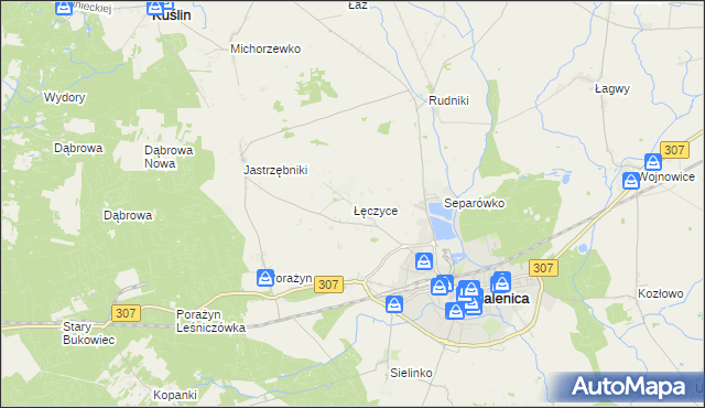 mapa Łęczyce gmina Opalenica, Łęczyce gmina Opalenica na mapie Targeo