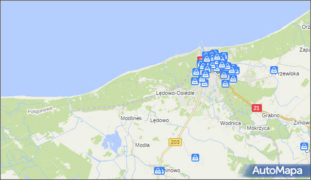 mapa Lędowo-Osiedle, Lędowo-Osiedle na mapie Targeo