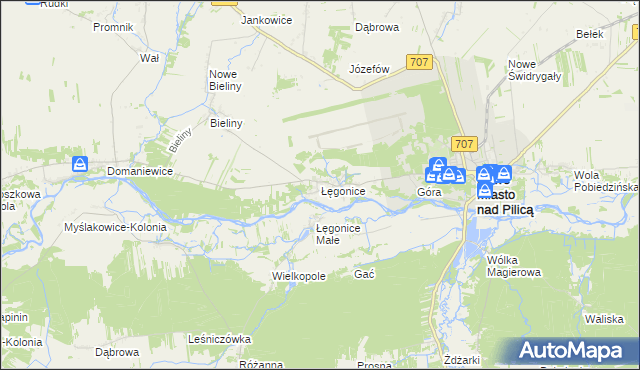 mapa Łęgonice, Łęgonice na mapie Targeo