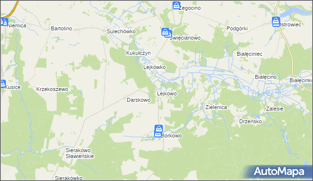 mapa Lejkowo gmina Malechowo, Lejkowo gmina Malechowo na mapie Targeo